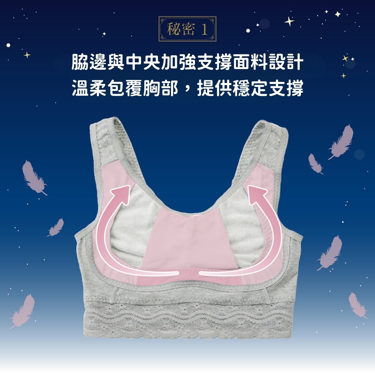 日本 lecien 夜用美胸支撐無鋼圈舒適內衣:圖片 3