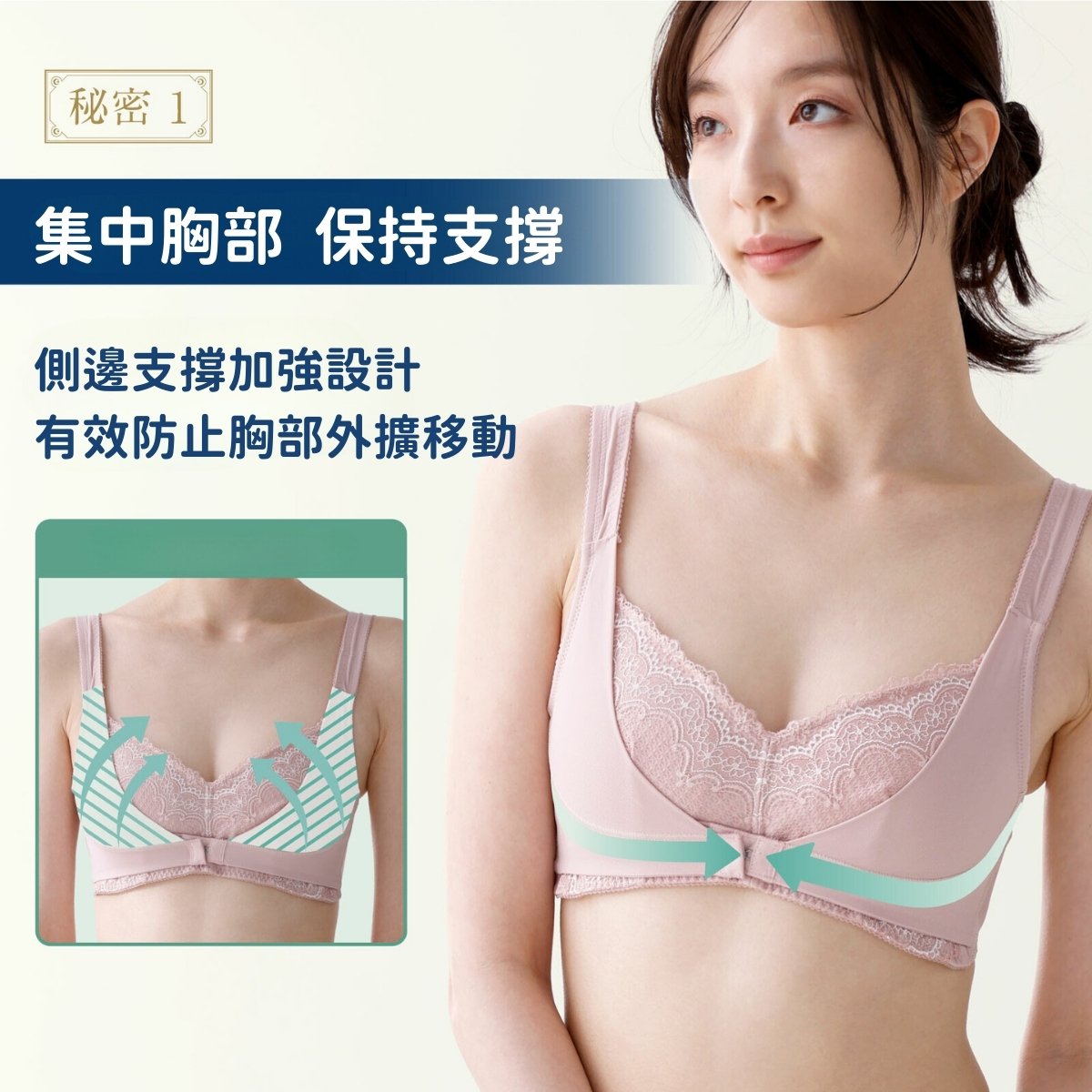 日本 LECIEN - NIGHT SUPPORT®系列 - 三段式前扣 無鋼圈睡眠內衣:圖片 4